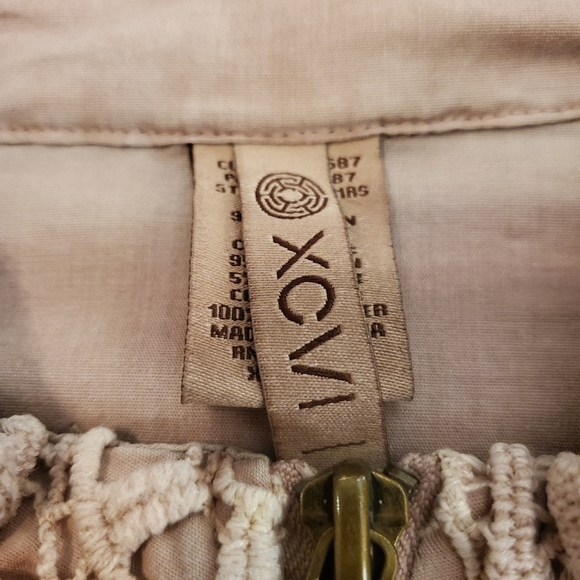 XCVI Dusty Pink Stretchy Crochet Lace Mockneck Full Zip Jacket Women's Size M - Picture 7 of 9